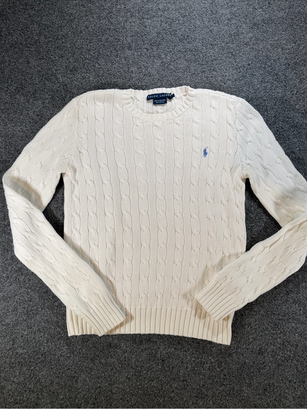Ralph Lauren Cream Fisherman Cable-Knit Woman’s Sweater Size Small